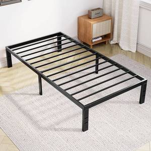 lot 63137 image: DUMOS Twin Size Bed Frame - Metal Platform Bed Frame Mattress Foundation with Steel Slat Support, No Box Spring Needed, Storage Space Under Base, Easy Assembly, Black
