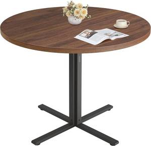 lot 63153 image: VASAGLE Dining Table, Small Round Kitchen Table for 4 People, 31.5 x 29.4 Inches, for Dining Room, Living Room, Farmhouse, Water-Resistant, Somber Walnut UKDT082K01V1
