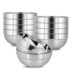 lot 55131 image: 10pcs 304stainless Steel Kids Bowls, 5inches 15 Ounce Stainless Steel Kids Bowls, Double-Walled Metal Serving Dishes Uses For Sauces, Rice, Noodle, Ice Cream