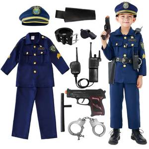 lot 55144 image: Police Costume for Kids, Police Officer Costume Uniform Set with Accessories for Kids Boys Girls Halloween Cosplay Party for Age 6 to 8 - Retail $24