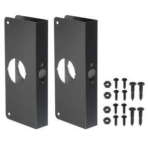 lot 55147 image: Door Reinforcement Plate, 1 Set Doors Reinforce Repair for 1-38 Thick Door 9 Size Door Knob Lock Latch Deadbolt Cover Plate Home Security, Black - Retail $31