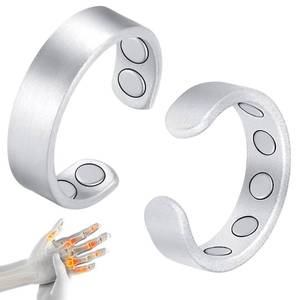 lot 55148 image: 2PCS Copper Rings for Women Men, with Powerful 9X Magnets, Adjustable Solid Pure Copper (Silver Matte) - Retail $10