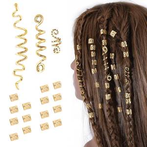lot 55154 image: 18Pcs Hair Accessories Loc Hair Jewelry for Women Braids, Dreadlock Beads Metal Hair Clips Decoration Gold(Multiple Styles)-style4 - Retail $10