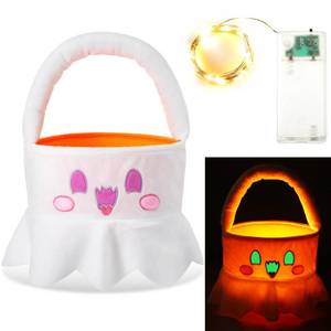 lot 55161 image: Halloween Ghost Candy Basket Glow in The Dark Plush Halloween Buckets for Trick or Treat Cute Candy Bucket Bag Holder for Party Favors Gifts - Retail $12