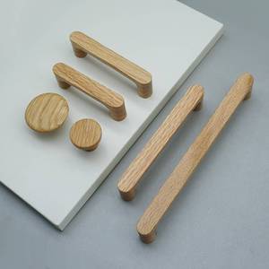 lot 55166 image: 6 Pack White Oak Wood Drawer Pulls Handles Rustic Cabinet Pulls Handles Wood Dresser Knob Kitchen Furniture Hardware (6, 6-516 Hole to Hole) - Retail $40