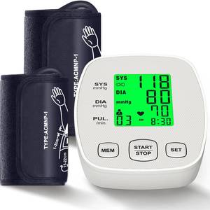 lot 55175 image: Arm Blood Pressure Monitor with 2 Cuffs, Pediatric Blood Pressure Cuff 6-9 MediumLarge Cuff 9-16.5  Includes 4 AAA Batteries - Retail $36