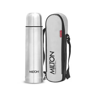 lot 55180 image: Milton Thermosteel Flip Lid 500, Double Walled Vacuum Insulated Thermos 500 ml  16 oz  24 Hours Hot and Cold Water Bottle with Cover, Stainless Steel, BPA Free, Leak Proof  Silver - Retail $18