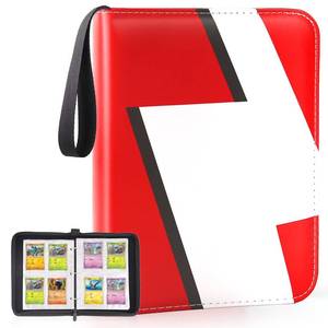 lot 55195 image: Card Binder 4 Pocket Trading Game Collection Album with 50 Removable Sleeves, Premium PU Holder Zipper, Trading Card Book Holder for Game Cards, Sports Cards, Baseball, Basketball, Football Cards - Retail $9