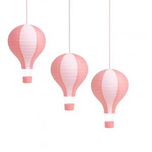 lot 55196 image: Pack of 3 Stripy Hot Air Balloon Paper Lantern Wedding Party Decoration Craft Lamp Shade (Baby Pink, 8 (20CM)) - Retail $9