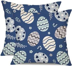 lot 55199 image: Easter Pillow Covers 18x18 Set of 2 Easter Colorful Egg Decor for Throw Pillows Covers Spring Farmhouse Pillow Covers Decor Couch Living Room 83D18 - Retail $12