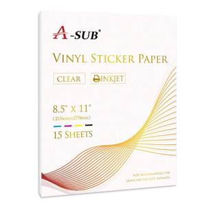 lot 55202 image: Clear Sticker Paper for Inkjet Printers - Waterproof Translucent Printable Vinyl Sticker Paper - 15 Sheets 8.5x11 Inch Glossy Clear Label Paper for Custom Decals - Retail $9