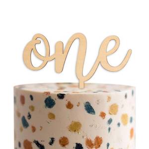 lot 55209 image: One Wooden Cake Topper - Baby First Birthday Party Cake Decorations Supplies, 1st BirthdayBaby ShowerAnniversary Milestone Sign Cake Topper, Birthday Party Celebration Photo Props - Retail $12