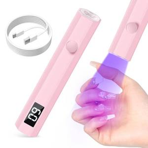 lot 55214 image: UV Nail Light Handheld UV Light for Nails 3W Portable Led Lamp with 2 Timer Settings 2060s for Gel Polish Home DIY Salon Women(Pink) - Retail $6