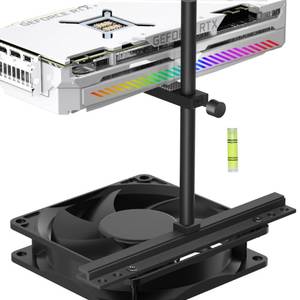 lot 55215 image: GPU Support Bracket, Graphics Card Support, GPU Bracket Brace, Video Card Sag Holder, GPU Stand, Adjustable Anti Sag GPU Stand for Fan Aluminum 129mm - Retail $10