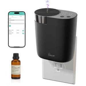 lot 55228 image: Plug in Diffuser - 800 Sq Ft, No Wobble Design, Secure Wall Fit, Timer Control&Scent Intensity Button,Bluetooth APP, Waterless Scent Diffusers Home, Essential Oil Plug in Wall Diffuser Black - Retail $43
