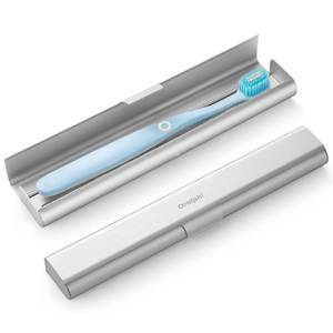 lot 55255 image: Aluminum Toothbrush Travel Case, Portable Travel Toothbrush Holder, Durable Manual Toothbrush Box Container for Traveling, Bathroom, Camping, Business Trip 1Pack Silver - Retail $10