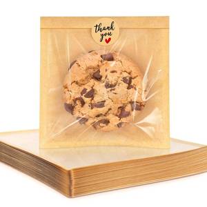 lot 55256 image: 100 Pack Cookie Packaging Bags with Seal, 5.7x6.5 Inch Paper Bakery Bags with Window, Heat Sealable & Grease Resistant To Go Bake Sale Sleeves for Treat, Donut, Cake Slice, Scone, Brownie - Retail $9