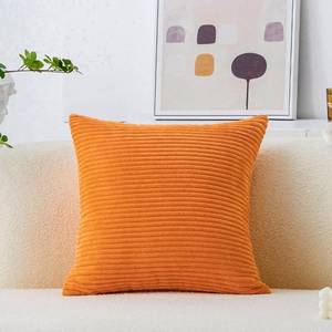 lot 55264 image: Orange Pillow Cover 18x18 Decorations Fall Accent Pillow Case Striped Corduroy Soft Plush Velvet Rust Throw Pillow Cover for Couch Thanksgiving, Orange, 18 x 18 inches