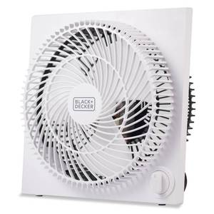 lot 55285 image: BLACKDECKER 9-Inch Frameless Box Fan, Freestanding Desk Fan with 3-Speed Settings, Portable Fan.  POWER SWITCH IS LOOSE. - Retail $17