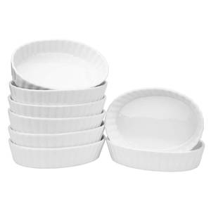 lot 55287 image: Set of 8 Pieces Porcelain Ramekins, 6 Ounce Oval Creme Brulee Ramekin Dishes 6 x 4-14 x 1-14 Inch Baking Ramekins Set - Retail $26