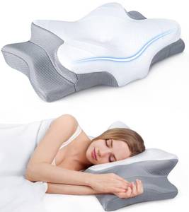 lot 55288 image: Ultra Pain Relief Cooling Pillow for Neck Support, Adjustable Cervical Pillow Cozy Sleeping, Odorless Ergonomic Contour Memory Foam Pillows, Orthopedic Bed Pillow for Side Back Stomach Sleeper - Retail $40