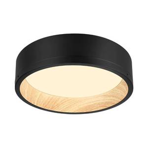 lot 55291 image: LED Flush Mount Ceiling Light Fixture 12.5 25W 1500LM, 300040005000K CCT Selectable, Painted Woodgrain and Black Frame, Dimmable Modern LED Ceiling Light for Kitchen, Hallway, Living Room - Retail $56