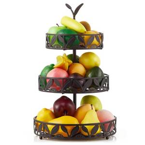 lot 55292 image: 3 Tier Fruit Basket for Kitchen, Fruit Bowl Holder, Detachable Fruit Storage Baskets Stand for Counters Kitchen Countertop Dining Table - Retail $30