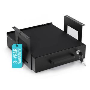 lot 55299 image: Under Desk Drawer Slide-Out Lockable Metal Storage Drawer with Cable Management for Office & Home (Single, Bracketed) - Retail $60