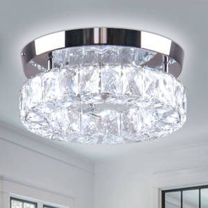 lot 55301 image: 9.8 Crystal Flush Mount Ceiling Light Fixtures LED Round Mini Chandelier Light Fixture Ceiling Lamp for Kitchen Hallway Foyer 15 W 6000K - Retail $44