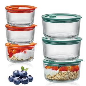lot 55307 image: 1Cup & 2 Cup Glass Storage Containers with Glass Lids(6Pack),100% Plastic Free, Meal Prep Containers with Silicone Framed Airtight Lid, Leakproof, Dishwasher & Microwave Safe