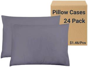 lot 55309 image: Pillow Cases Bulk 24 Pack - Standard Pillowcases with Envelope Closure, Soft Brushed Microfiber Pillow Cover for Hotel Airbnb Hospital Bedding Essential, Purple Gray - Retail $30