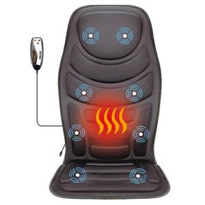 lot 55313 image: Heated Massage Seat Cushion with Remote Control, 8 Vibration Motors Chair Back Massager, Heat Therapy, Black - Retail $50
