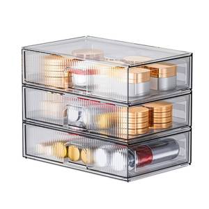 lot 55326 image: Stackable Storage Drawer, 3 Piece Acrylic Organizer for Cosmetics and Beauty Products, Suitable for Dressers, Bathrooms, Cabinets, Storage Rooms, Bedrooms and Home Organizers - Retail $28