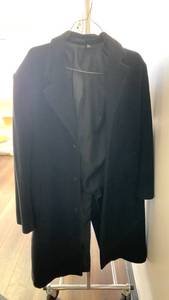 lot 101 image: Classic Black Wool Overcoat Size 36S used in good condition