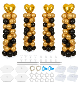 lot 110 image: 4 Sets Balloon Column Stand Kit 2024 Graduation Balloon and Black Gold Balloon Tower Stand Kit with Base Height Balloon Tower Stand Floor for Birthday Anniversary Wedding Grad Engagement Decorations