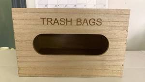 lot 115 image: Wooden Trash Bag Dispenser Box
