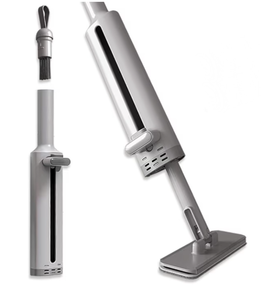 lot 116 image: YRAKOZIN Self Squeezing Mini Mop, Portable Self-Squeeze Small Mop with Silicone Squeegee, with Crevice Cleaning Brush at The End & a Replacement Mop Cloth Included (Grey)