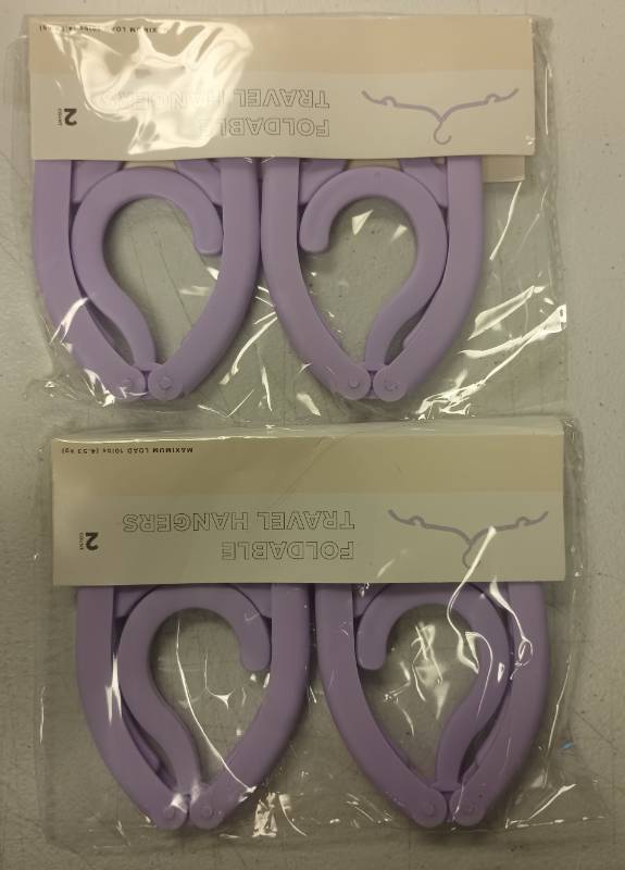 lot 274 image: Purple Foldable Travel Hangers - Set of 2