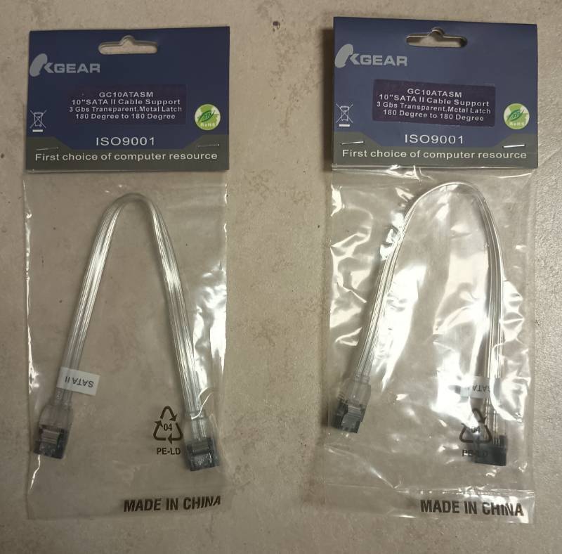 lot 502 image: Okgear Sata Cable - 10 Long With Straight Ends ITR80 Lot of 2
