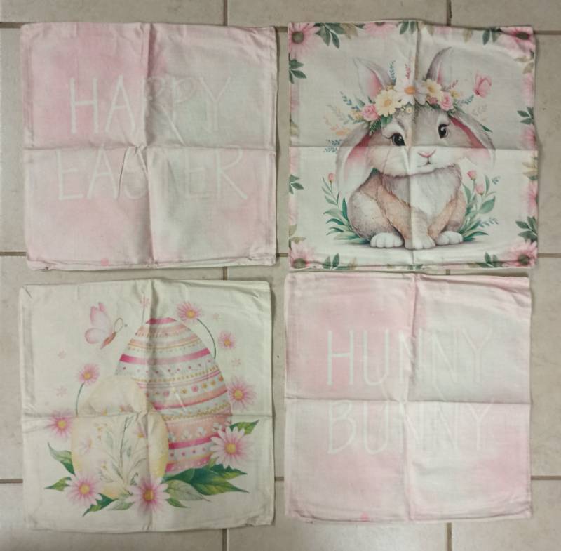 lot 523 image: Easter Bunny and Egg Decorative Pillow Covers Lot of 4