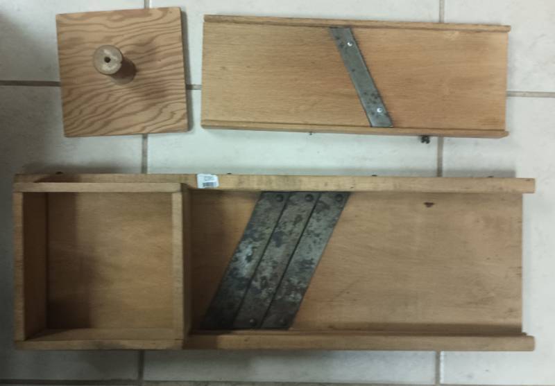 lot 545 image: Wooden Mandoline Slicer approx 25.5x8.5 inches