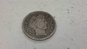1909 Barber Dime Coin 90% silver