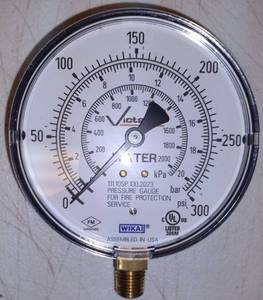 lot 821 image: Wika Fire Protection Pressure Gauge 300 PSI RC50