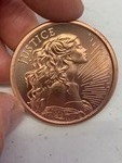 1 oz 999 Fine Copper Round Justice Silver Shield design