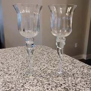 lot 1661 image: Two Tall Glass Candle Holders