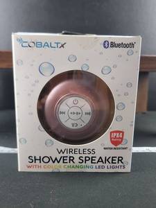 lot 2978 image: Cobaltx Bluetooth Shower Speaker with LED Lights