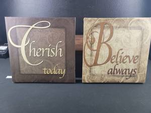 lot 2987 image: Inspirational Wall Art Set - Cherish Today and Believe Always