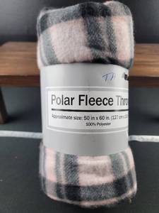 lot 2990 image: Pink and Gray Polar Fleece Throw Blanket