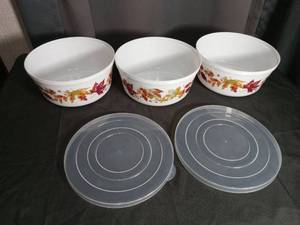 lot 2747 image: Fall Leaves Storage Bowls with Lids Set