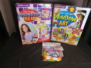 lot 2757 image: Made By Me Kids Craft Bundle - Magnetic Tile Art, Window Art & Friendship Bracelets